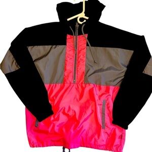 Pink, black and grey quarter zip windbreaker size medium women’s